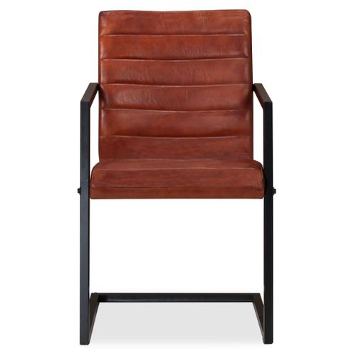Chaises À Manger Lot De 4 Marron Cuir Véritable