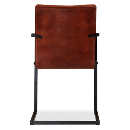 Chaises À Manger Lot De 4 Marron Cuir Véritable