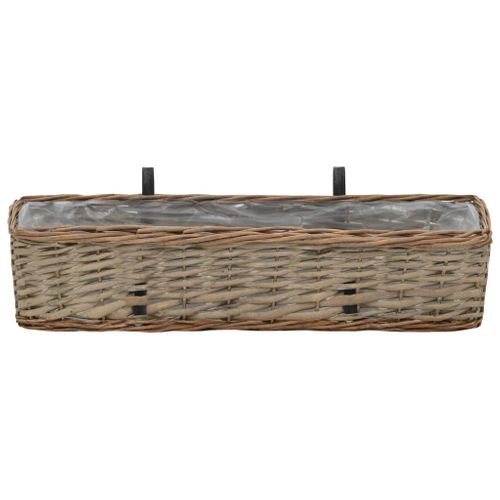 Jardinière De Balcon 2 Pièces Osier Avec Doublure En Pe 60 Cm Pot à Plantes Boîte à Fleurs