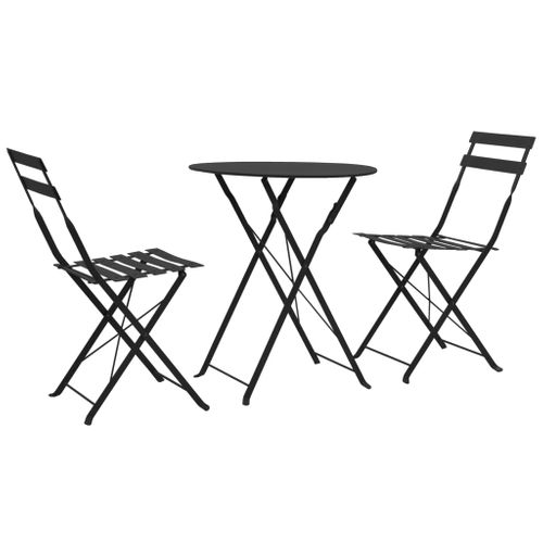 Mobilier De Bistro 3 PCs Acier Noir