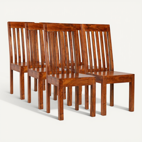 Chaises De Salle À Manger 6 Pièces En Bois D'acacia Massif, Faites À La Main, Design Moderne Durable