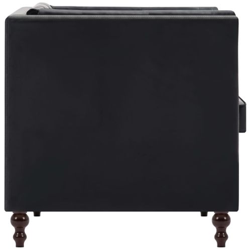 Canapé Chesterfield À 3 Places Revêtement En Similicuir Noir