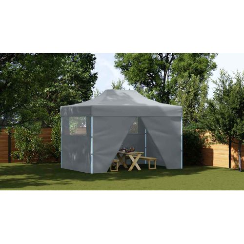 Tente Pliable Avec 4 Parois Latérales 3 X 4,5 M Anthracite