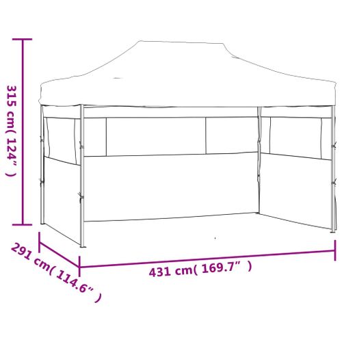 Tente De Réception Avec 3 Parois Et Toit Pliable 3x4,5 M Bleu Chapiteau Belvédère Tonnelle