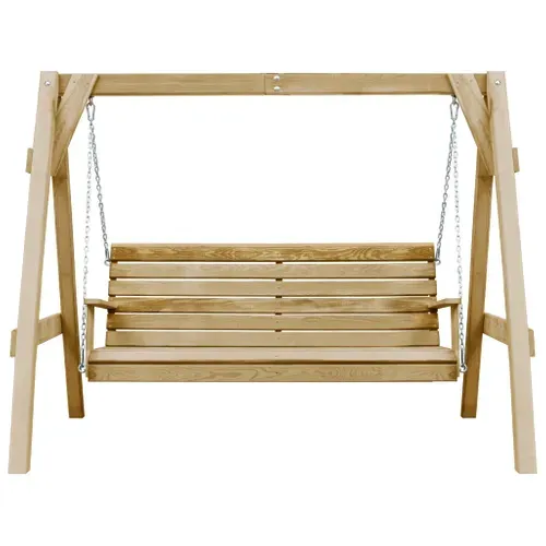 Balancelle De Jardin Bois De Pin Imprégné 205x150x157 Cm Naturel Siège Balançoire Terrasse