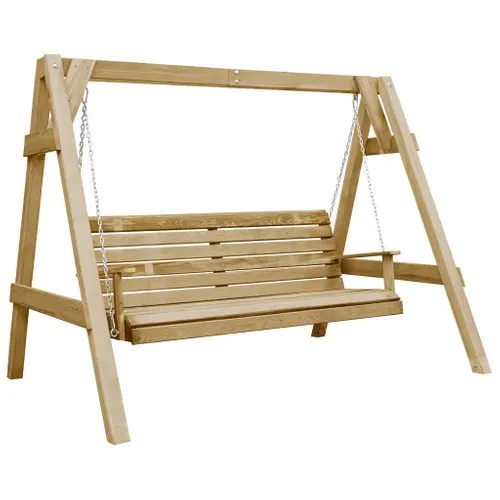 Balancelle De Jardin Bois De Pin Imprégné 205x150x157 Cm Naturel Siège Balançoire Terrasse