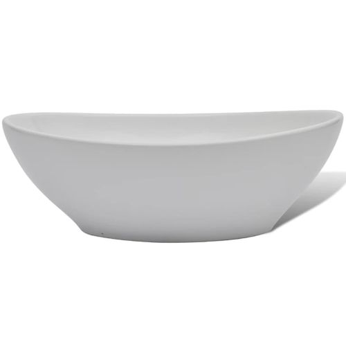 Lavabo Ovale Céramique Blanc 64x36.5x13 Cm + Bonde – Ecd-Germany