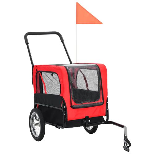 Remorque De Vélo Pour Chiens Et Poussette 2-en-1 Rouge Et Noir