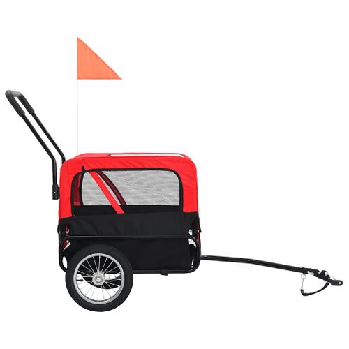 Remorque De Vélo Pour Chiens Et Poussette 2-en-1 Rouge Et Noir