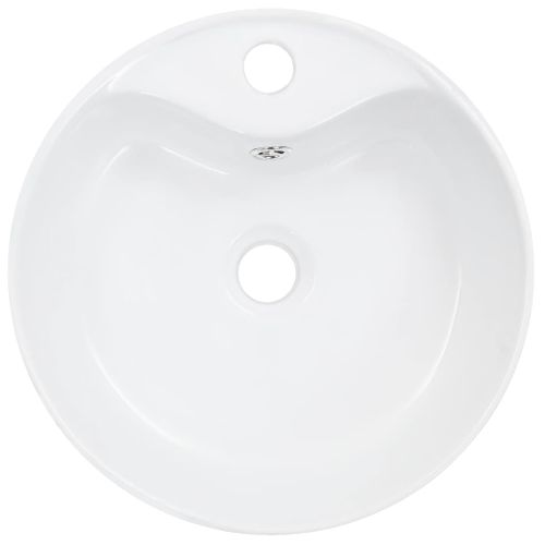 Lavabo Avec Débordement Design Brillant Céramique Blanche 36x13 Cm