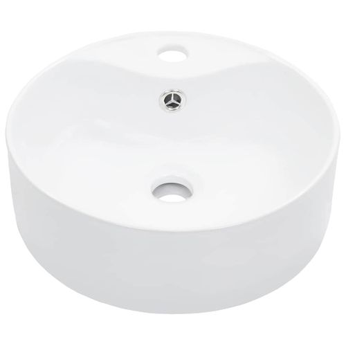 Lavabo Avec Débordement Design Brillant Céramique Blanche 36x13 Cm