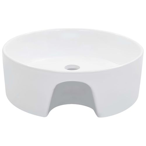 Lavabo Avec Débordement Design Brillant Céramique Blanche 36x13 Cm