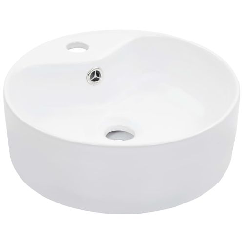 Lavabo Avec Débordement Design Brillant Céramique Blanche 36x13 Cm