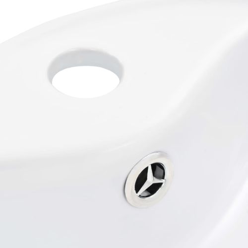 Lavabo Avec Débordement Design Brillant Céramique Blanche 36x13 Cm