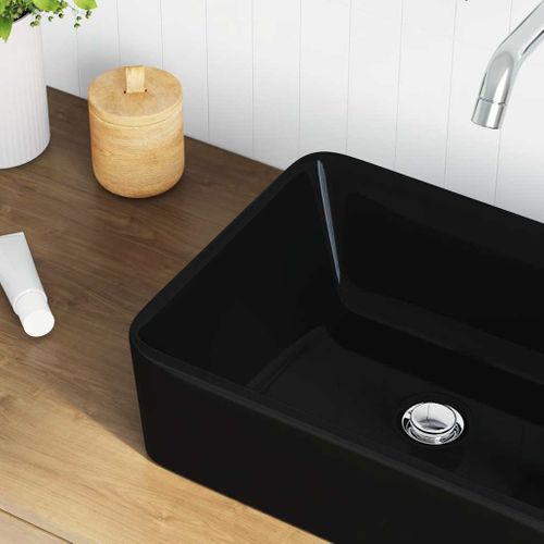Lavabo 40x30x13 cm Céramique Noir Pose Dessus Plan