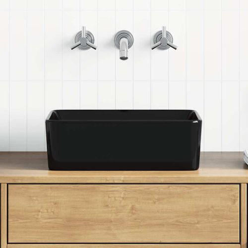 Lavabo 40x30x13 cm Céramique Noir Pose Dessus Plan