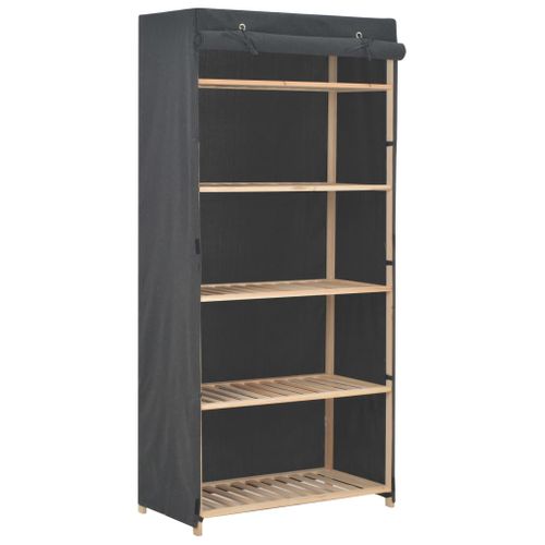 Armoire Avec Cadre En Acier et Portes Zippées Anti-poussière Gris 79x40x170 Cm Tissu
