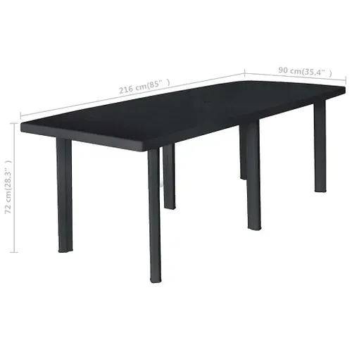 Table D'extérieur En Pvc - 216x90x72 Cm - Gris Anthracite