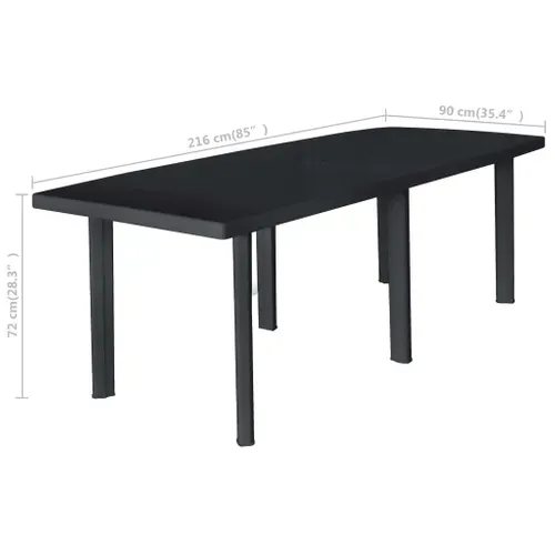 Table D'extérieur En Pvc - 216x90x72 Cm - Gris Anthracite