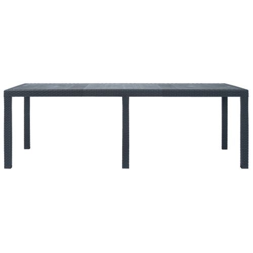 Table De Jardin Anthracite 220x90x72 Cm Plastique Aspect Rotin