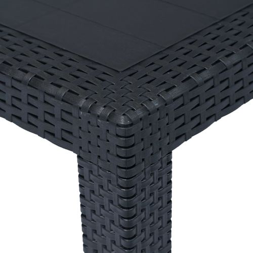 Table De Jardin Anthracite 220x90x72 Cm Plastique Aspect Rotin