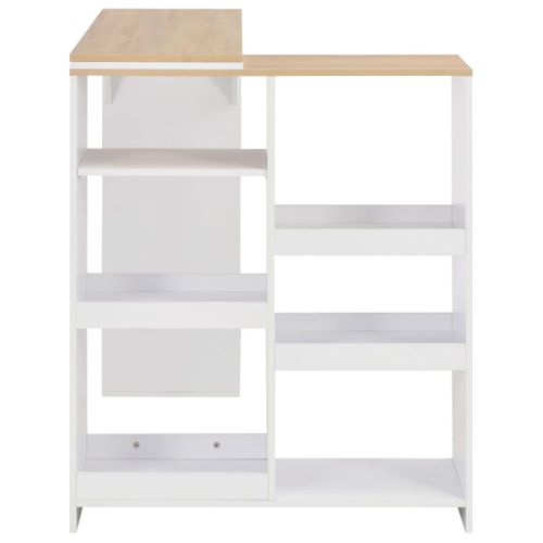 Table De Bar Ajustable Avec Étagère Amovible Bois Contreplaqué Blanc 138x39x110 Cm