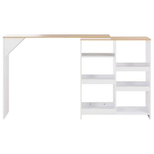 Table De Bar Ajustable Avec Étagère Amovible Bois Contreplaqué Blanc 138x39x110 Cm