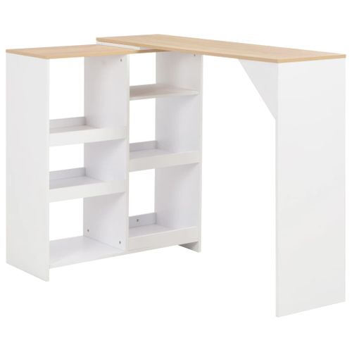 Table De Bar Ajustable Avec Étagère Amovible Bois Contreplaqué Blanc 138x39x110 Cm