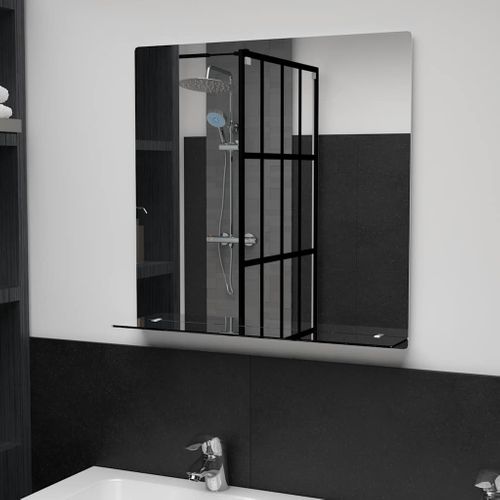 Miroir Mural Avec étagère 60x60 Cm Verre Trempé