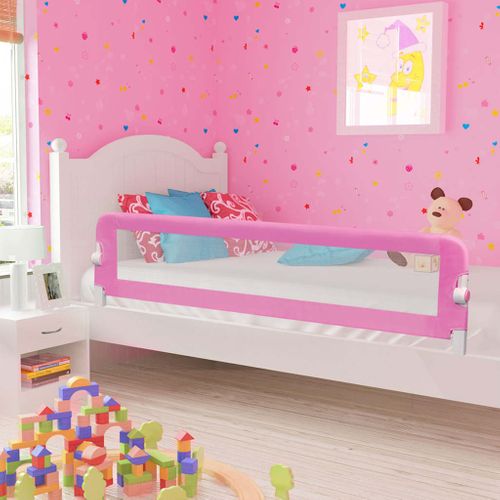 Barrière De Sécurité De Lit D'enfant Rose 180x42 Cm Polyester