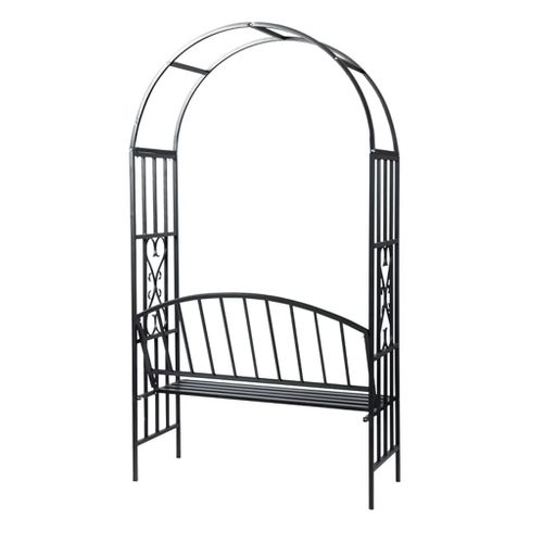 Voûte À Roses De Jardin Avec Banc