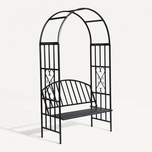 Voûte À Roses De Jardin Avec Banc