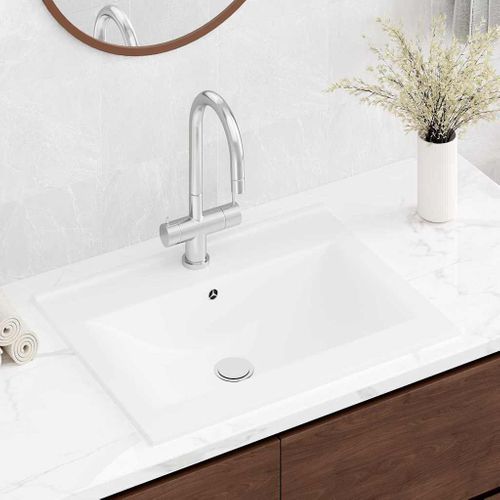 Vasque à Poser En Céramique Rectangulaire Blanche 60 X 46 Cm