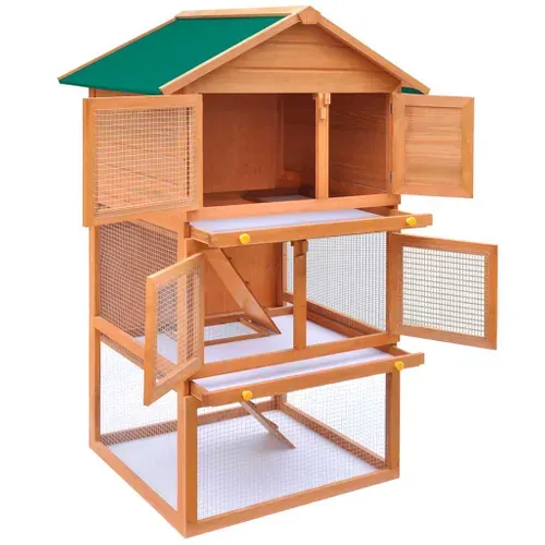 Clapier D'extérieur Enclos Pour Petits Animaux 3 Niveaux Bois