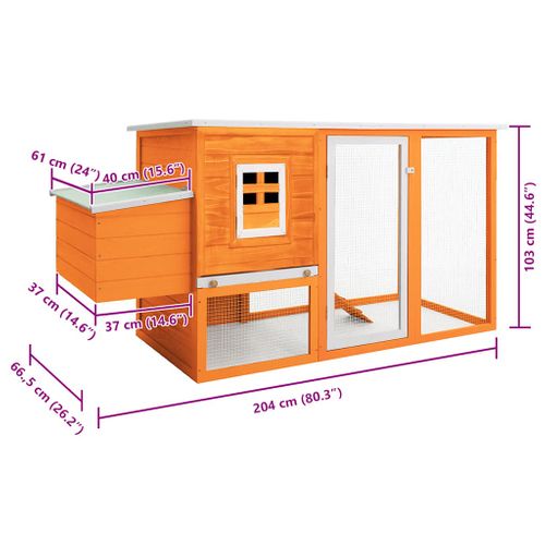 Cage à Poules Extérieure En Bois Poulailler Toit Imperméable Cage à Oeufs 170x80x120 Cm