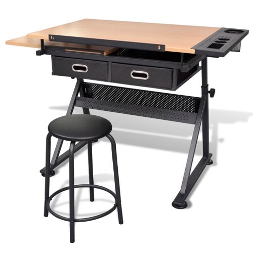 Table À Dessin Inclinable 2 Tiroirs Et Tabouret