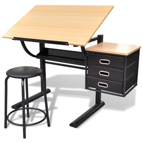 Table À Dessin Inclinable À 3 Tiroirs Avec Tabouret