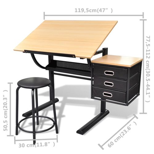 Table À Dessin Inclinable À 3 Tiroirs Avec Tabouret