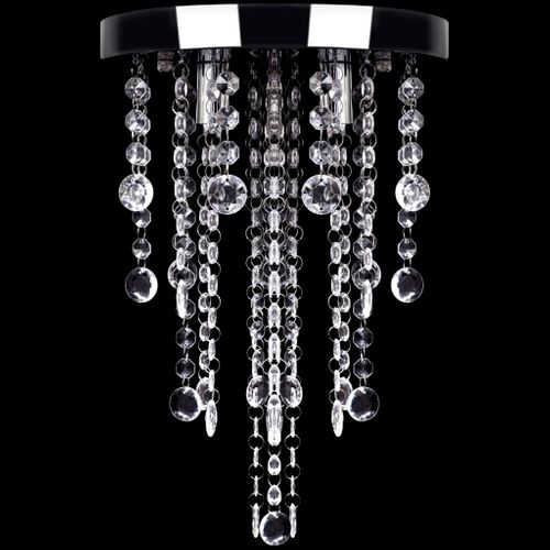 Plafonnier Avec Perles De Cristal Blanc Métal