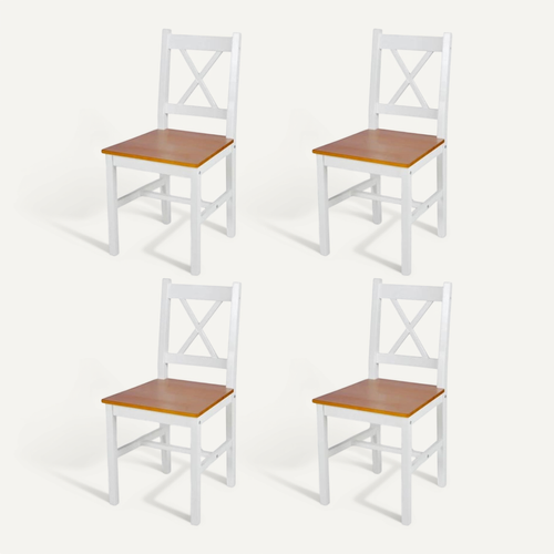 Chaises À Manger Lot De 4 Blanc Bois De Pin