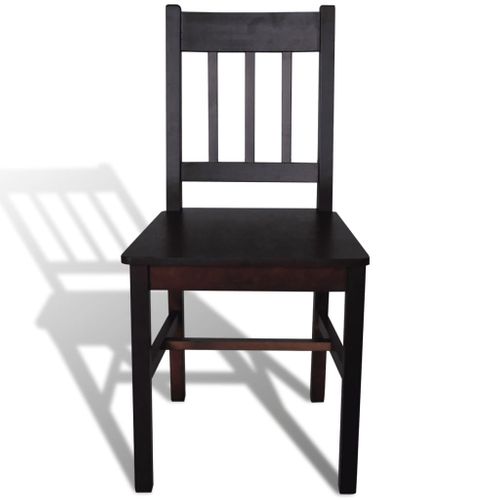Chaises à Manger Lot De 4 Avec Dossier Marron Foncé Pinède Sièges De Cuisine Meubles De Repas