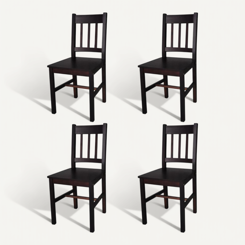 Chaises à Manger Lot De 4 Avec Dossier Marron Foncé Pinède Sièges De Cuisine Meubles De Repas