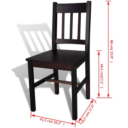 Chaises à Manger Lot De 4 Avec Dossier Marron Foncé Pinède Sièges De Cuisine Meubles De Repas