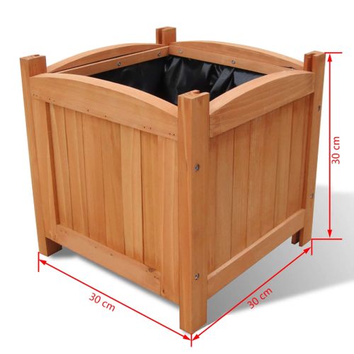 Jardinière Élevée En Bois Avec Doublure Pe Et Trou De Drainage 30 X 30 X 30 Cm Set De 2
