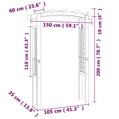 Voûte En Treillis 150x60x210 Cm Bois Arceau à Rosier Plante Grimpante Jardin Terrasse