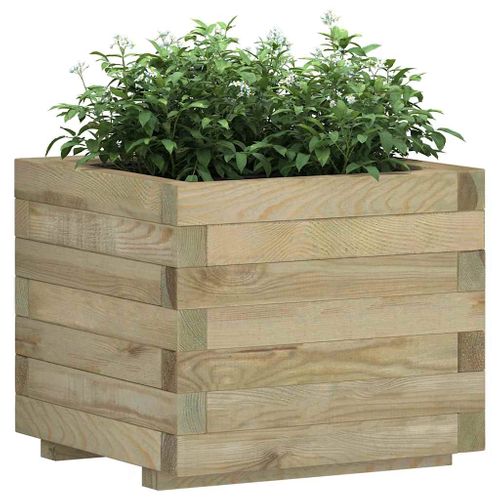 Jardinière Élevée Pour Balcon, Terrasse Ou Patio 50x50x40 Cm Bois Carré