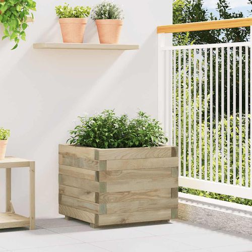 Jardinière Élevée Pour Balcon, Terrasse Ou Patio 50x50x40 Cm Bois Carré