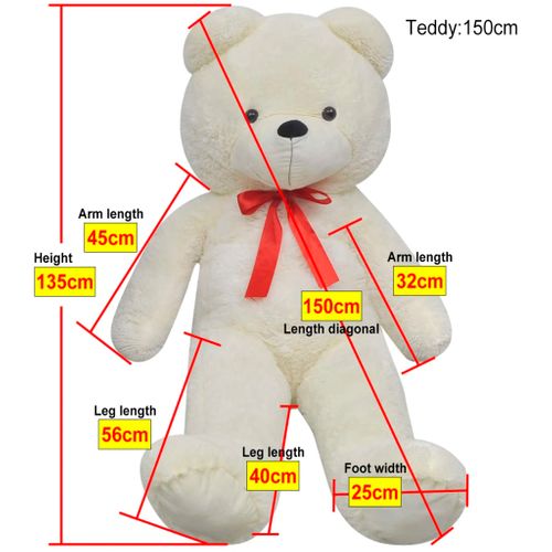 Ourson En Peluche XXL Blanc 135 Cm