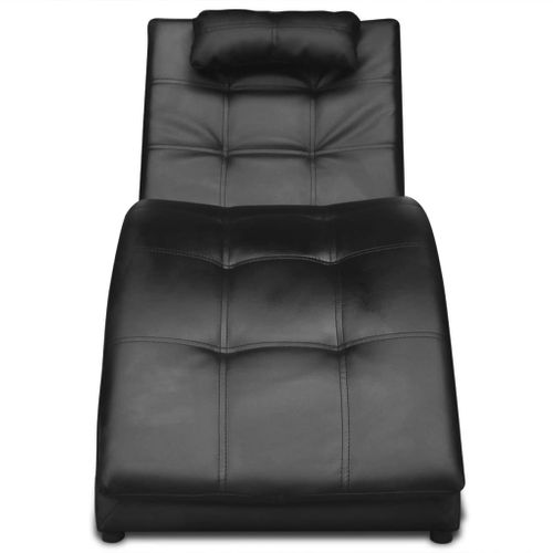Chaise Longue Avec Oreiller Noir Simili