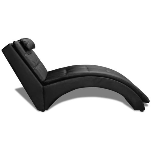 Chaise Longue Avec Oreiller Noir Simili